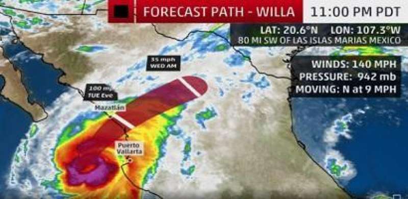 Hurricane Willa Remains a Category 4; Landfall in Mexico Expected Tuesday
