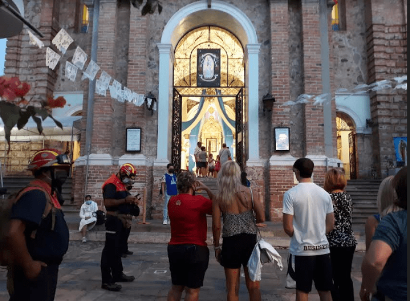 Puerto Vallarta Authorities Maintain Order Outside the Church of Guadalupe 