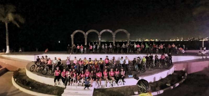 Cyclists on International Women's Day in Puerto Vallarta