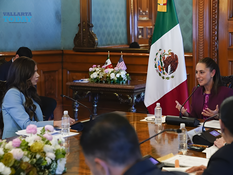 Kristi Noem Of The United States Meets With Claudia Sheinbaum Of Mexico.
