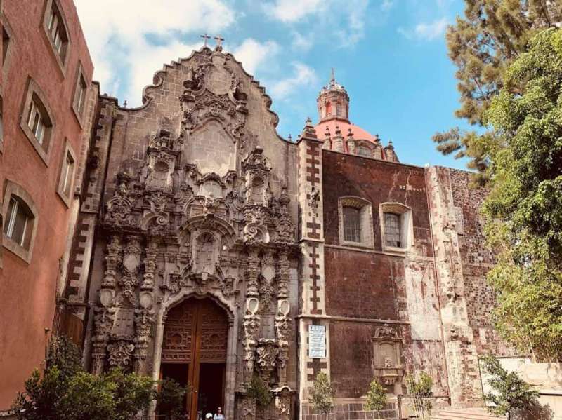 Historic church facade in Mexico