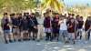 Students and volunteers participating in an anti-litter campaign