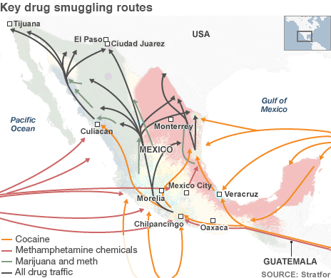 mexico drug routes 464map